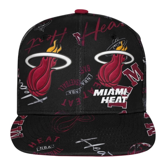 Youth Outerstuff Black Miami Heat Street Hooper Allover Print Snapback Hat