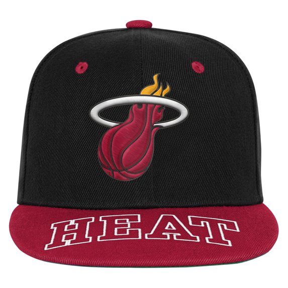 Youth Outerstuff Black/Red Miami Heat Two-Tone Snapback Hat