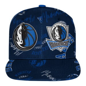 Youth Outerstuff Navy Dallas Mavericks Street Hooper Allover Print Snapback Hat