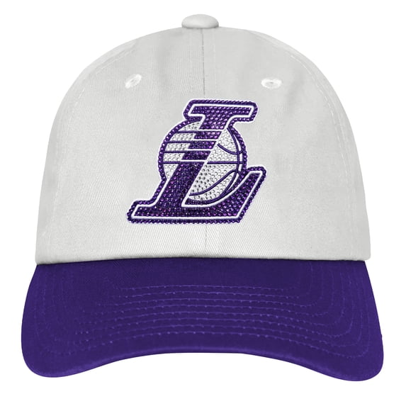 Youth Outerstuff White Los Angeles Lakers Rhinestone Dad Cap Adjustable Hat