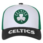 Youth Outerstuff White/Black Boston Celtics Logo Three Pro Pinch Pre-Curved Adjustable Hat