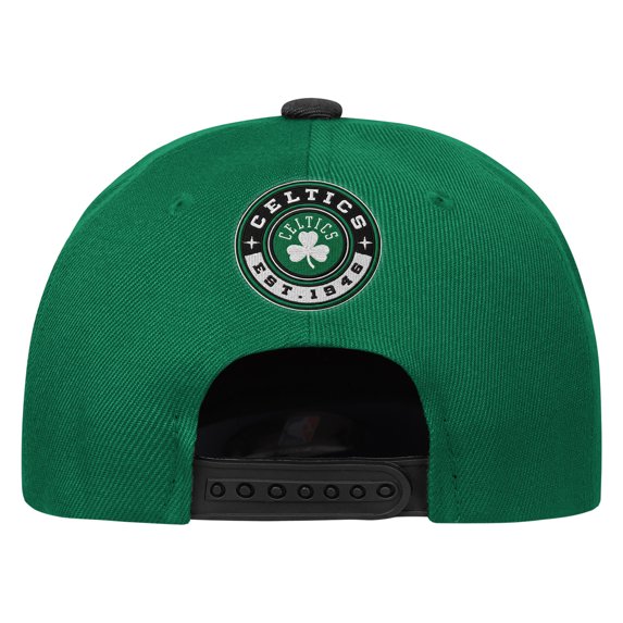 Youth Outerstuff White/Black Boston Celtics Logo Three Pro Pinch Pre-Curved Adjustable Hat