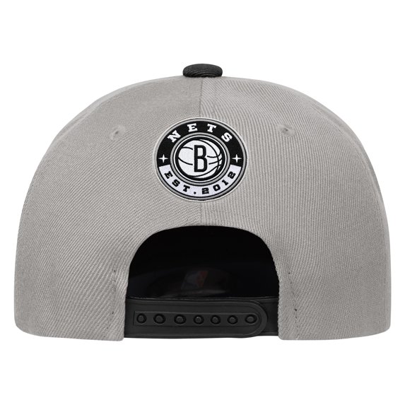Youth Outerstuff White/Black Brooklyn Nets Logo Three Pro Pinch Pre-Curved Adjustable Hat