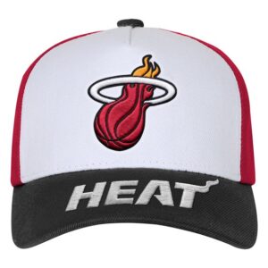 Youth Outerstuff WhiteBlack Miami Heat Logo Three Pro Pinch Pre-Curved Adjustable Hat
