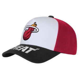 Youth Outerstuff WhiteBlack Miami Heat Logo Three Pro Pinch Pre-Curved Adjustable Hat