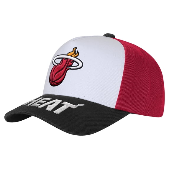 Youth Outerstuff WhiteBlack Miami Heat Logo Three Pro Pinch Pre-Curved Adjustable Hat