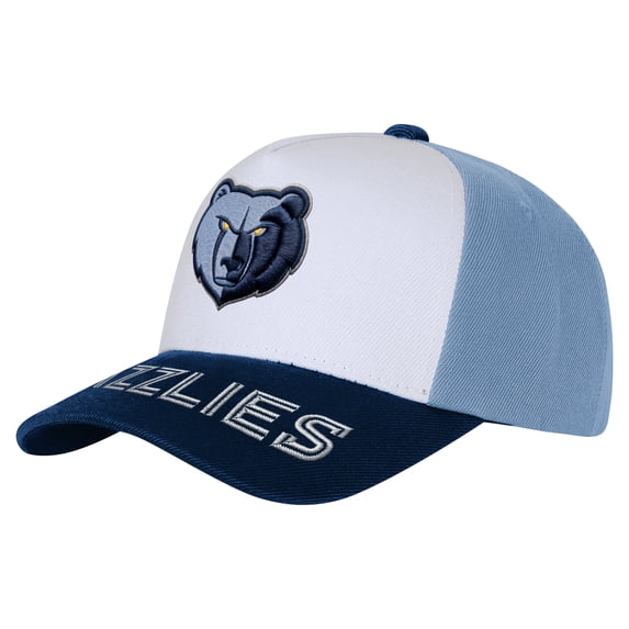 Youth Outerstuff WhiteNavy Memphis Grizzlies Logo Three Pro Pinch Pre-Curved Adjustable Hat