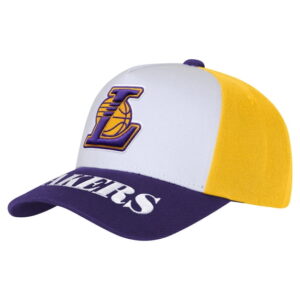 Youth Outerstuff WhitePurple Los Angeles Lakers Logo Three Pro Pinch Pre-Curved Adjustable Hat