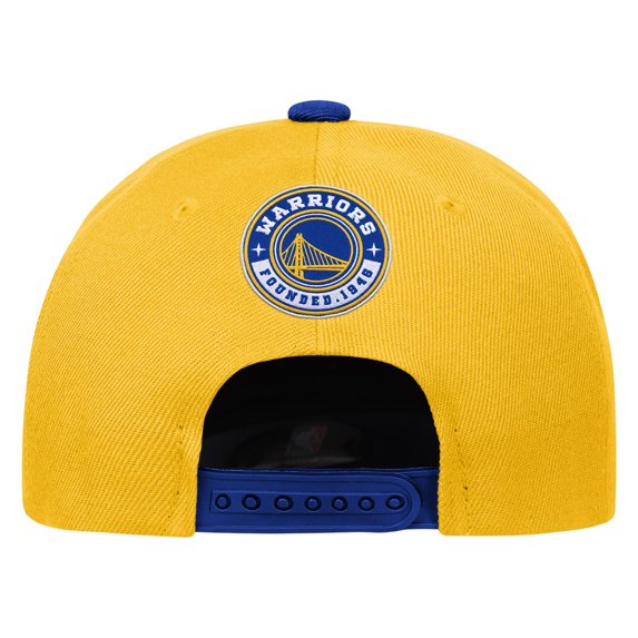 Youth Outerstuff WhiteRoyal Golden State Warriors Logo Three Pro Pinch Pre-Curved Adjustable Hat