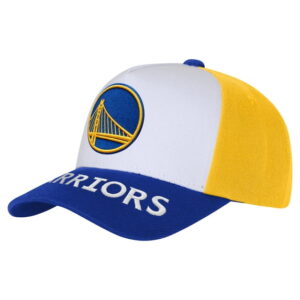 Youth Outerstuff WhiteRoyal Golden State Warriors Logo Three Pro Pinch Pre-Curved Adjustable Hat