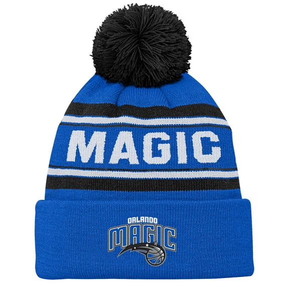 Backboard Jacquard Cuffed Knit Hat with Pom Outerstuff Blue Orlando Magic
