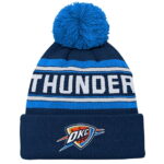 Backboard Jacquard Cuffed Knit Hat with Pom Outerstuff Navy Oklahoma City Thunder Backboard Jacquard Cuffed Knit Hat