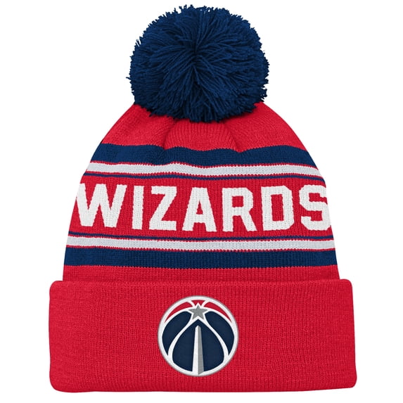 Backboard Jacquard Cuffed Knit Hat with Pom Outerstuff Red Washington Wizards