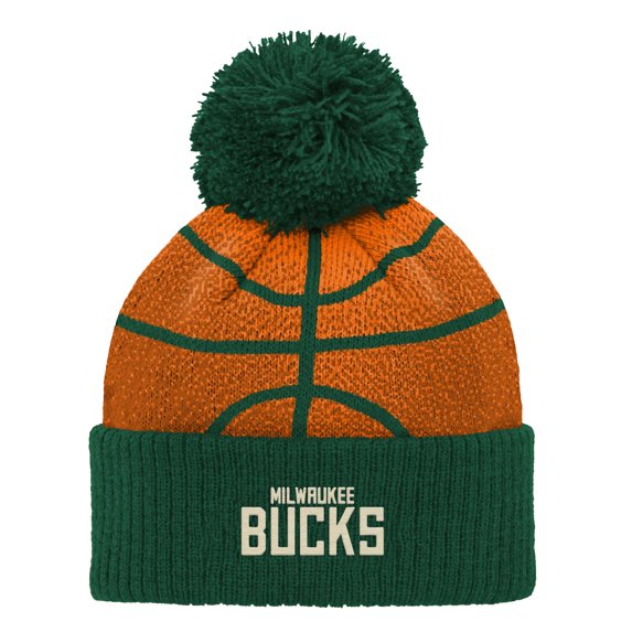 Infant Hunter Green Milwaukee Bucks Basketball Head Cuffed Knit Hat with Pom