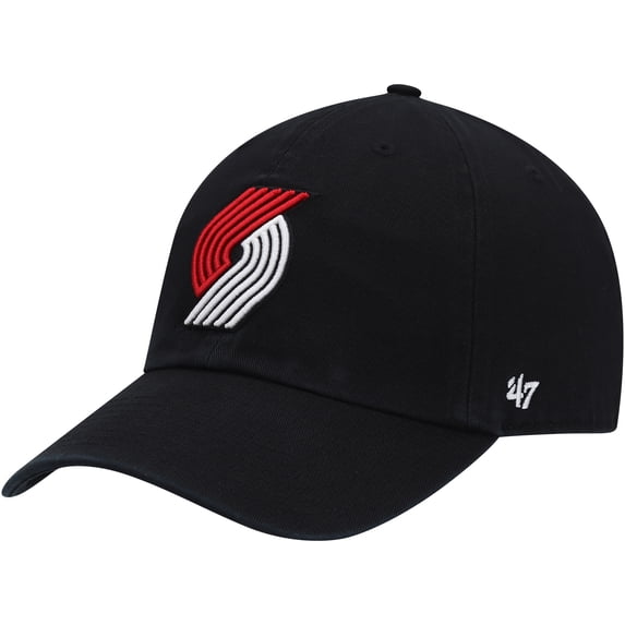 Men's '47 Black Portland Trail Blazers Core Logo Clean Up Adjustable Hat