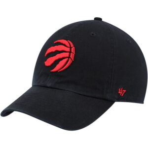 Men's '47 Black Toronto Raptors Core Logo Clean Up Adjustable Hat