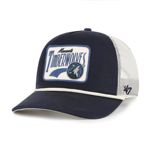 Men's '47 Navy Minnesota Timberwolves Emmett Heavy Twill Trucker Hitch Adjustable Hat