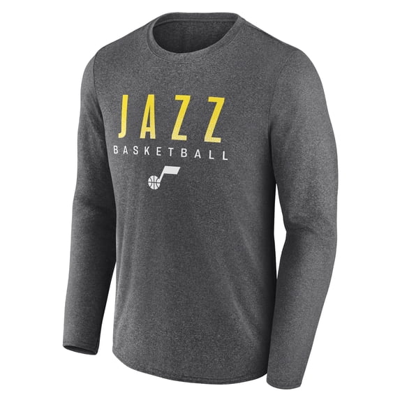 Men's Fanatics Heather Charcoal Utah Jazz Where Legends Play Iconic Practice Long Sleeve T-Shirt