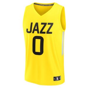 Men's Fanatics Taylor Hendricks Yellow Utah Jazz Fast Break Replica Jersey - Icon Edition