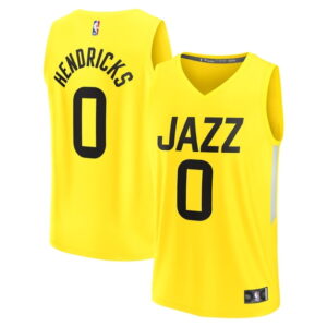 Men's Fanatics Taylor Hendricks Yellow Utah Jazz Fast Break Replica Jersey - Icon Edition