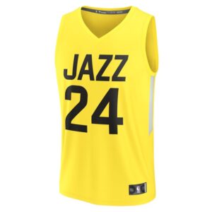 Men's Fanatics Walker Kessler Yellow Utah Jazz Fast Break Replica Player Jersey - Icon Edition
