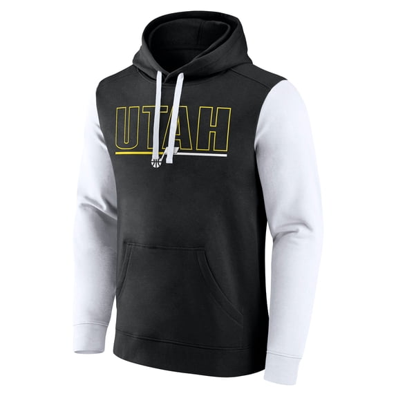 Men's Logo Athletic Black Utah Jazz Outline Colorblock Pullover Hoodie