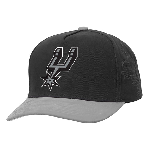 Men's-Mitchell & Ness Black/Gray San Antonio Spurs May Flowers Adjustable Hat