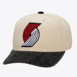 Men's Mitchell & Ness CreamBlack Portland Trail Blazers Washed Corduroy Pro Crown Snapback Hat