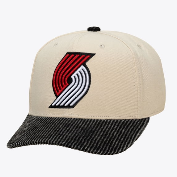 Men's Mitchell & Ness CreamBlack Portland Trail Blazers Washed Corduroy Pro Crown Snapback Hat