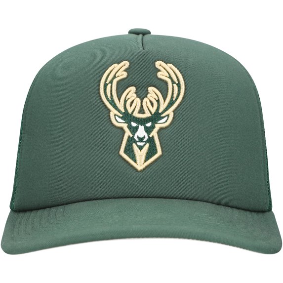 Men's Mitchell & Ness Hunter Green Milwaukee Bucks Core Evergreen OTC Trucker Adjustable Hat
