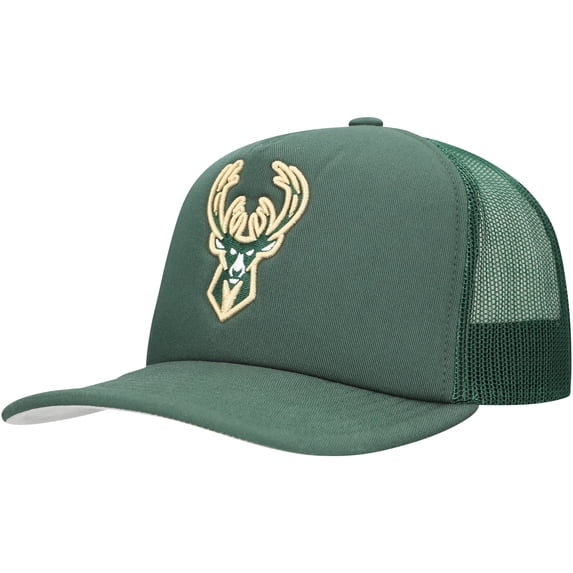 Men's Mitchell & Ness Hunter Green Milwaukee Bucks Core Evergreen OTC Trucker Adjustable Hat