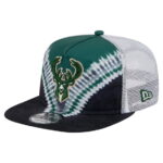 Men's New Era Black/Hunter Green Milwaukee Bucks Throwback Dye Golfer Snapback Hat