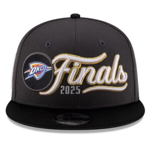 Men's New Era Charcoal/Black Oklahoma City Thunder 2025 Western Conference Champions Locker Room 9FIFTY Snapback Hat