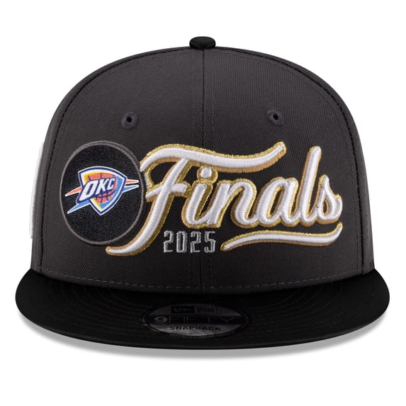 Men's New Era Charcoal/Black Oklahoma City Thunder 2025 Western Conference Champions Locker Room 9FIFTY Snapback Hat