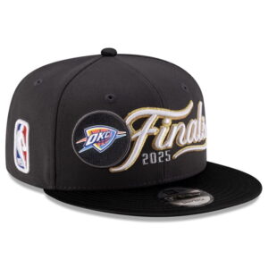 Men's New Era Charcoal/Black Oklahoma City Thunder 2025 Western Conference Champions Locker Room 9FIFTY Snapback Hat