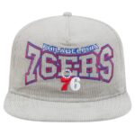 Men's New Era Gray Philadelphia 76ers Throwback Corduroy Golfer Snapback Hat