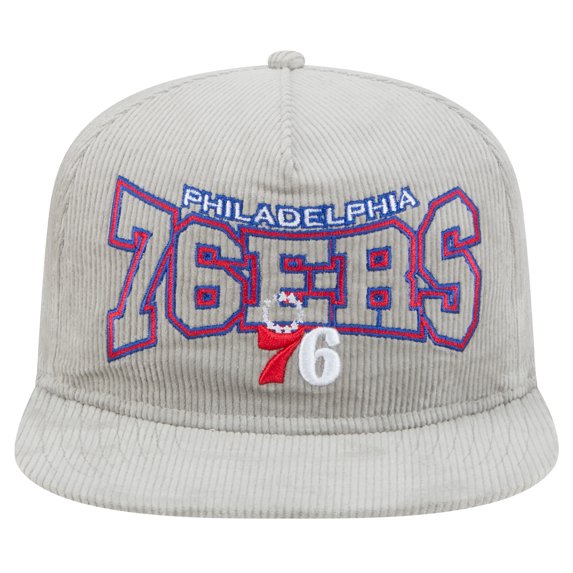 Men's New Era Gray Philadelphia 76ers Throwback Corduroy Golfer Snapback Hat