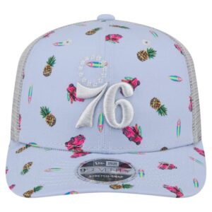 Mens New Era Light BlueGray Philadelphia 76ers Adventure Aloha Pattern 9SEVENTY Stretch-Snap Hat