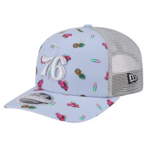 Mens New Era Light BlueGray Philadelphia 76ers Adventure Aloha Pattern 9SEVENTY Stretch-Snap Hat