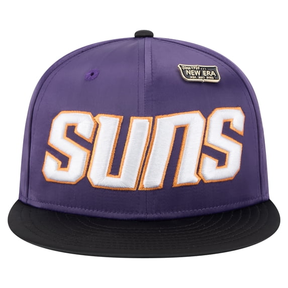 Men's-New Era Purple/Black Phoenix Suns Throwback Satin Vintage Pin Two-Tone 59FIFTY Fitted Hat