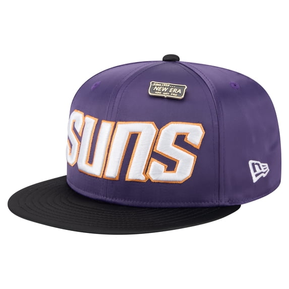 Men's-New Era Purple/Black Phoenix Suns Throwback Satin Vintage Pin Two-Tone 59FIFTY Fitted Hat