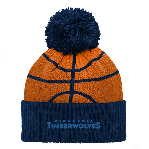Preschool Navy Minnesota Timberwolves Basketball Head Cuffed Knit Hat with Pom