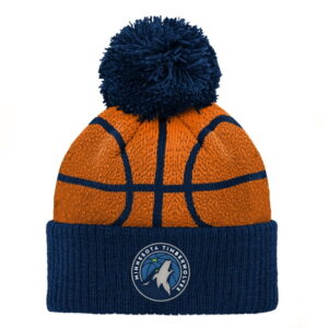 Preschool Navy Minnesota Timberwolves Basketball Head Cuffed Knit Hat with Pom
