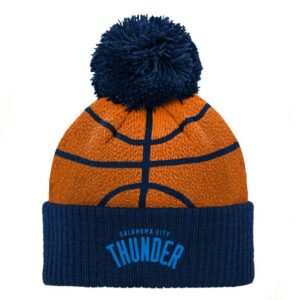 Preschool Navy Oklahoma City Thunder Basketball Head Cuffed Knit Hat with Pom