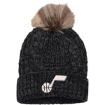 Women's '47 Black Utah Jazz Meeko Cuffed Knit Hat with Pom