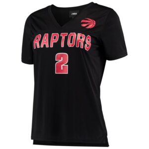 Women's 5th & Ocean by New Era Kawhi Leonard Black Toronto Raptors Name & Number V-Neck T-Shirt