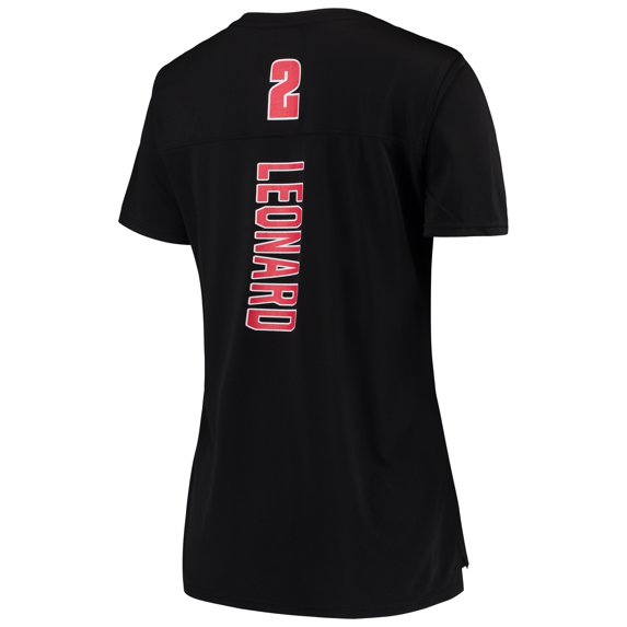 Women's 5th & Ocean by New Era Kawhi Leonard Black Toronto Raptors Name & Number V-Neck T-Shirt