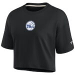 Women's Fanatics Black Philadelphia 76ers Elements Super Soft Boxy Cropped T-Shirt