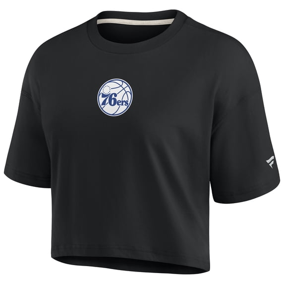 Women's Fanatics Black Philadelphia 76ers Elements Super Soft Boxy Cropped T-Shirt