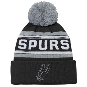 Youth Black San Antonio Spurs Backboard Jacquard Cuffed Knit Hat with Pom
